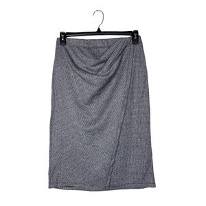 NWT Max Studio Gray Herringbone Pull On Gathered Faux Wrap Pencil Skirt Size M